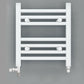 Small Dual Fuel 300mm x 400mm Straight White Heated Towel Rail - (incl. Valves + Electric Heating Kit)