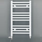 Small Dual Fuel 300mm x 600mm Straight White Heated Towel Rail - (incl. Valves + Electric Heating Kit)