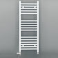 Small Dual Fuel 300mm x 900mm Straight White Heated Towel Rail - (incl. Valves + Electric Heating Kit)