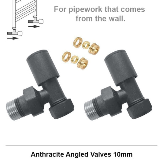 10mm Modern Anthracite Angled Radiator Valves (Pair)