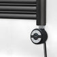 Small 500mm x 800mm Straight Matt Black Electric Pre-Filled Heated Towel Rail Radiator 25mm Tube