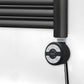 Small 500mm x 800mm Straight Matt Black Electric Pre-Filled Heated Towel Rail Radiator 25mm Tube