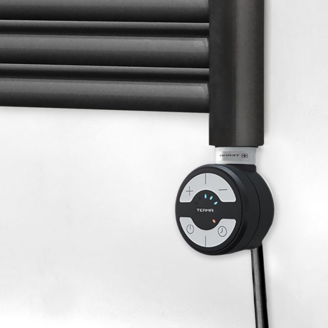 300mm Wide - Accuro Korle Matt Black Electric Heated Towel Rail Radiator