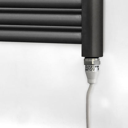  600mm x 1200mm Straight Matt Black Electric Pre-Filled Heated Towel Rail Radiator 25mm Tube 