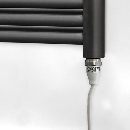 600 x 1200mm Flat Black Electric Heated Towel Rail Radiator 25mm Tube 