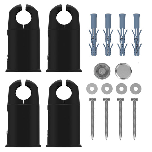 Black Clamp Brackets for Towel Rail Radiators - Flat or Curved (19mm, 22mm, 25mm)