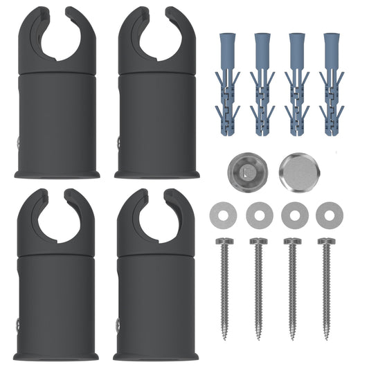 Anthracite Clamp Universal Brackets for Heated Towel Rail Radiator - Flat or Curved (19mm, 22mm, 25mm)
