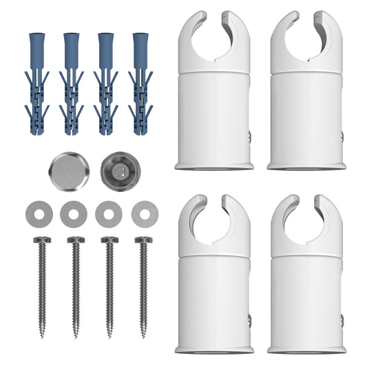 White UNIVERSAL Clamp brackets Heated towel RAIL radiator Flat Or Curved (19mm, 22mm, 25mm)