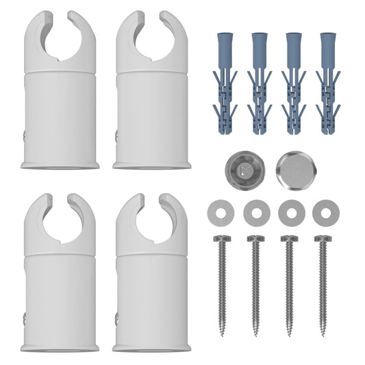 White Universal Clamp Brackets for Heated Towel Rail Radiator - Flat or Curved (19mm, 22mm, 25mm)
