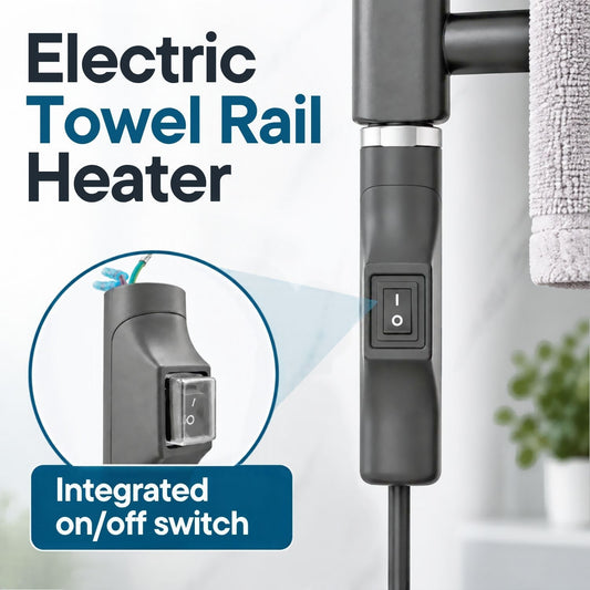 Anthracite Grey Towel Rail Radiator Electric Heating Element with a Button 150-800W
