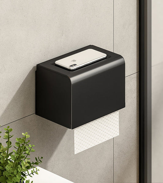 Modern Black Roll Paper Towel Holder Dispenser - Clean Shelf Cleaning Station