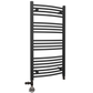 450mm x 1000mm Dual Fuel Curved Matt Black Heated Towel Rail Radiator 