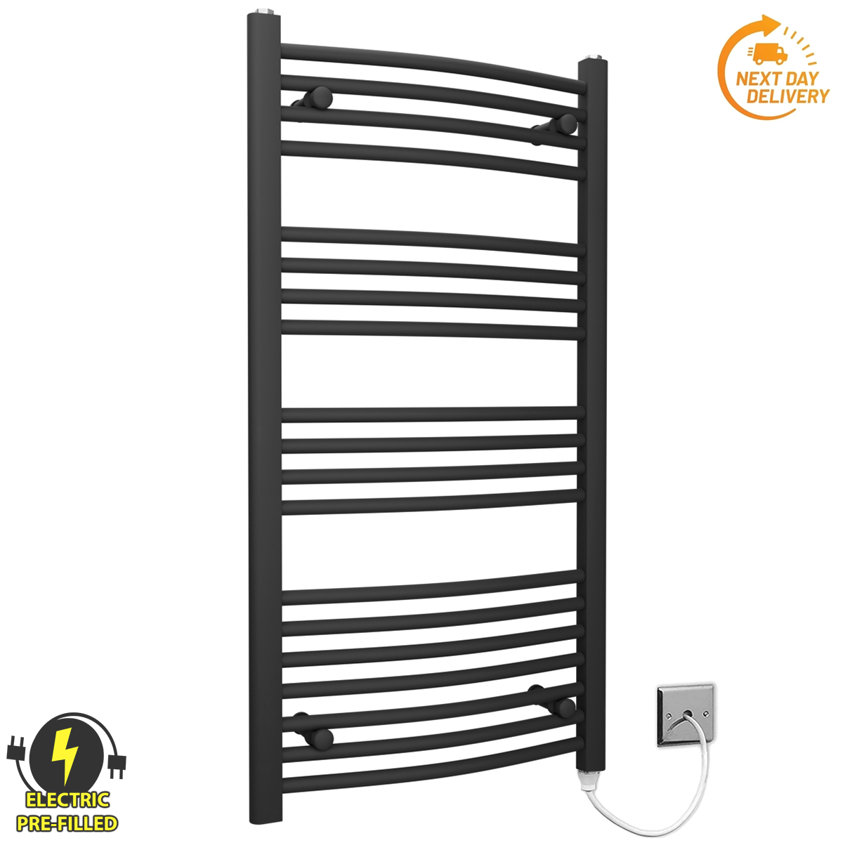 CB40 100 Curved Black Towel Rail Radiator Electric PFS Manual Element Sign 6cbd8bd0 5cd9 44e7 820a cacf40918215