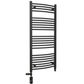 400mm x 1200mm Dual Fuel Curved Matt Black Heated Towel Rail Radiator 