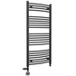 500mm x 1200mm Dual Fuel Curved Matt Black Heated Towel Rail Radiator 