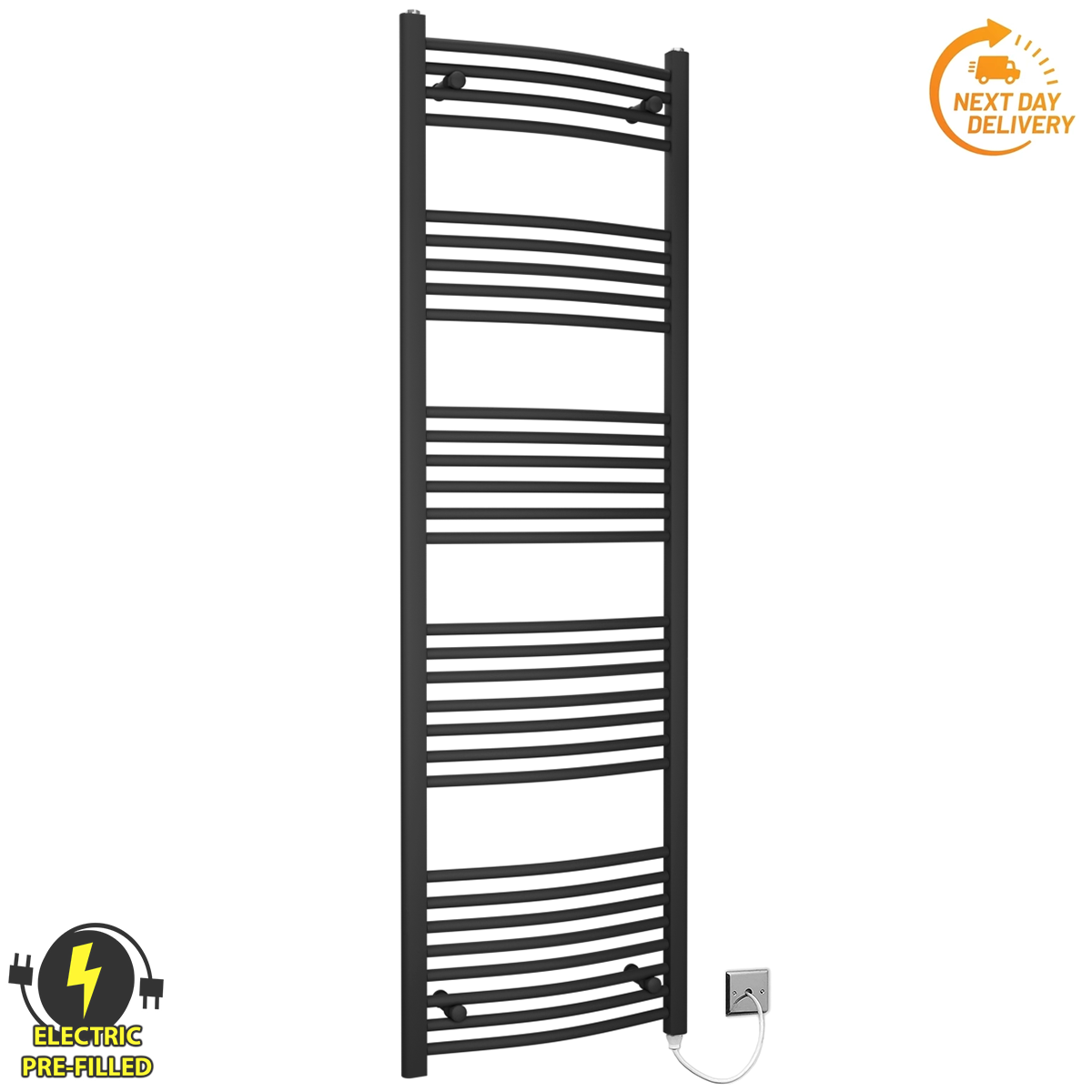 CB40 170 Curved Black Towel Rail Radiator Electric PFS Manual Element Sign c31372ea d7c7 411e b0ba 82320b34538e