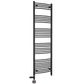 400mm x 1800mm Dual Fuel Curved Matt Black Heated Towel Rail Radiator 