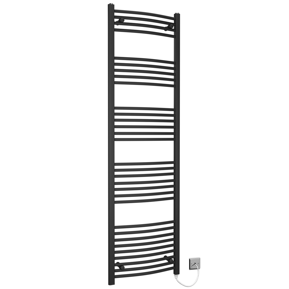 CB40 180 Curved Black Towel Rail Radiator Electric PFS Manual Element