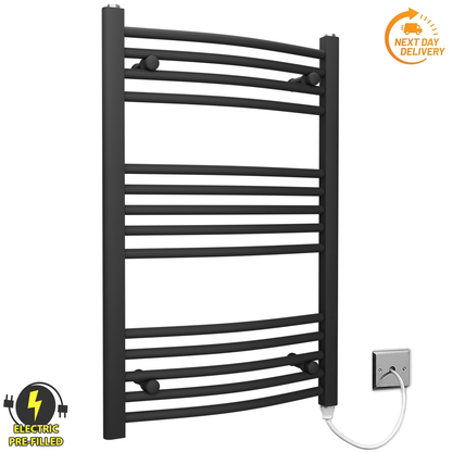 CB40 80 Curved Black Towel Rail Radiator Electric PFS Manual Element Sign 