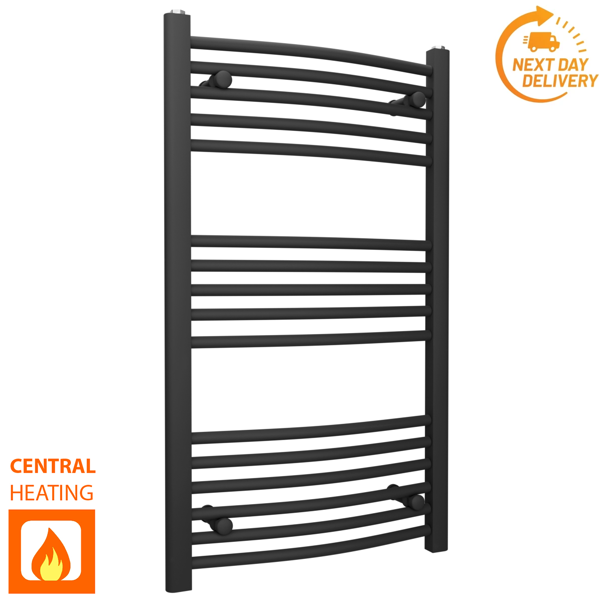 CB40 90 Curved Black Towel Rail Radiator Central Heating