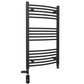 500mm x 900mm Dual Fuel Small Curved Matt Black Heated Towel Rail Radiator 