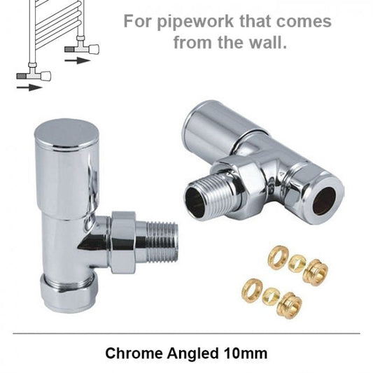 10mm Chrome Angled Radiator Valves (Pair)