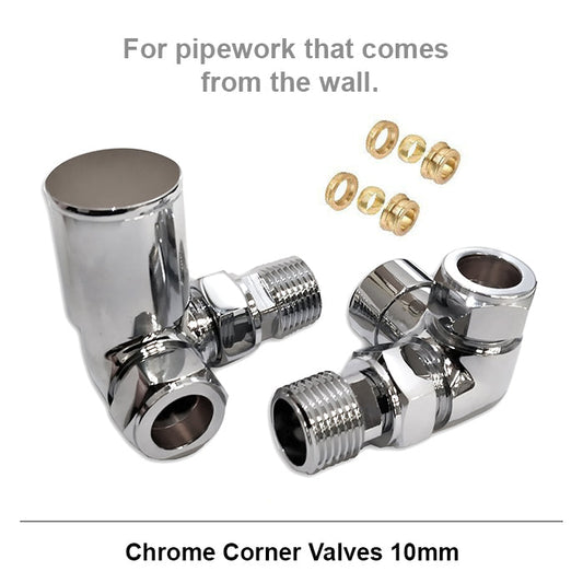 10mm Chrome Round Corner Radiator Valves (Pair)