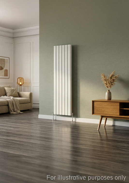 305mm x 1800mm Double Aluminium Radiator In White Model Diva