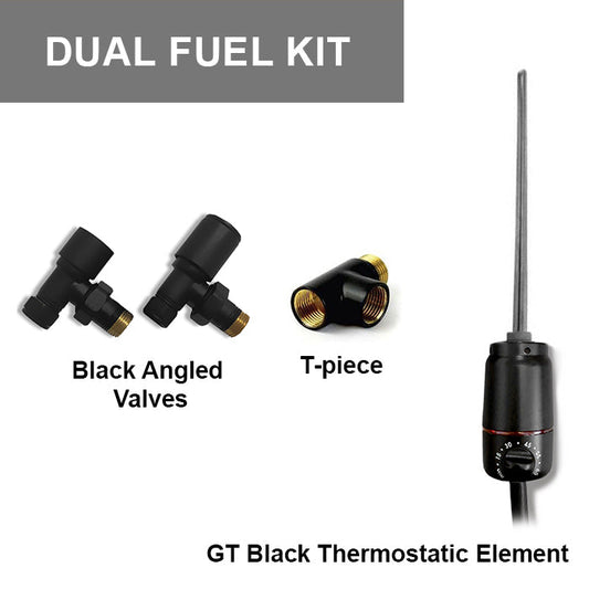 Black GT Dual Fuel Kit - Thermostatic Electric Heating Element with Valves & T Piece