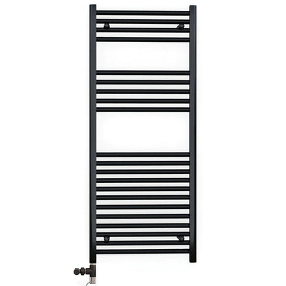  600 x 1200mm Dual Fuel Flat Black Electric Heated Towel Rail Radiator 25mm Tube 