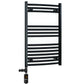 Dual Fuel 500 x 800mm Matt Black Curved Heated Towel Rail 25mm Tube- (incl. Valves + Electric Heating Kit)