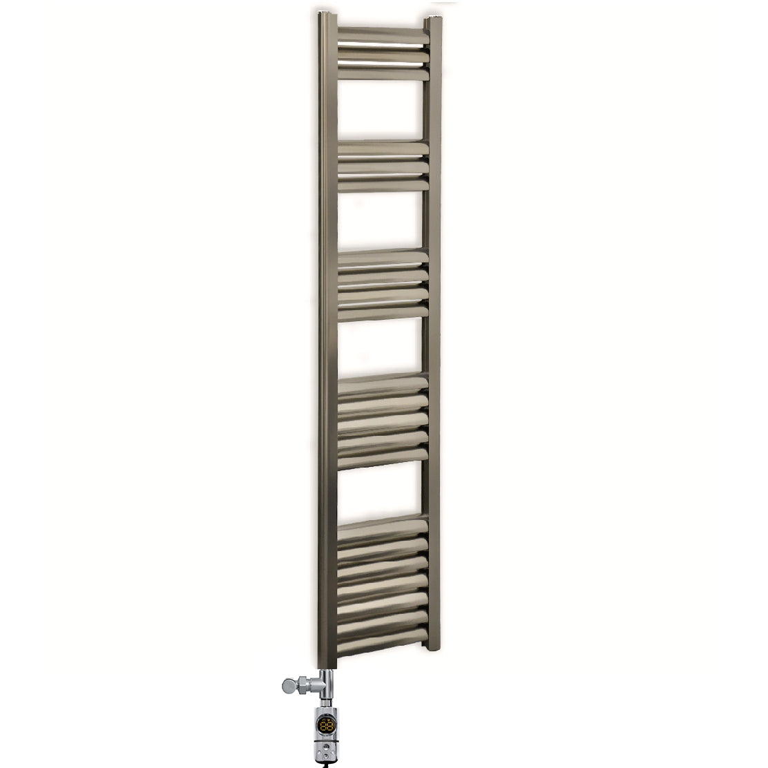 Dual Fuel 300mm Wide Accuro Korle Radiator Brushed Chrome Nickel Heated Towel Rail