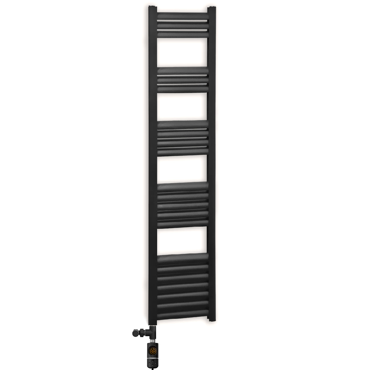 Dual Fuel 300mm Wide Accuro Korle Matt Black Heated Towel Rail Radiator