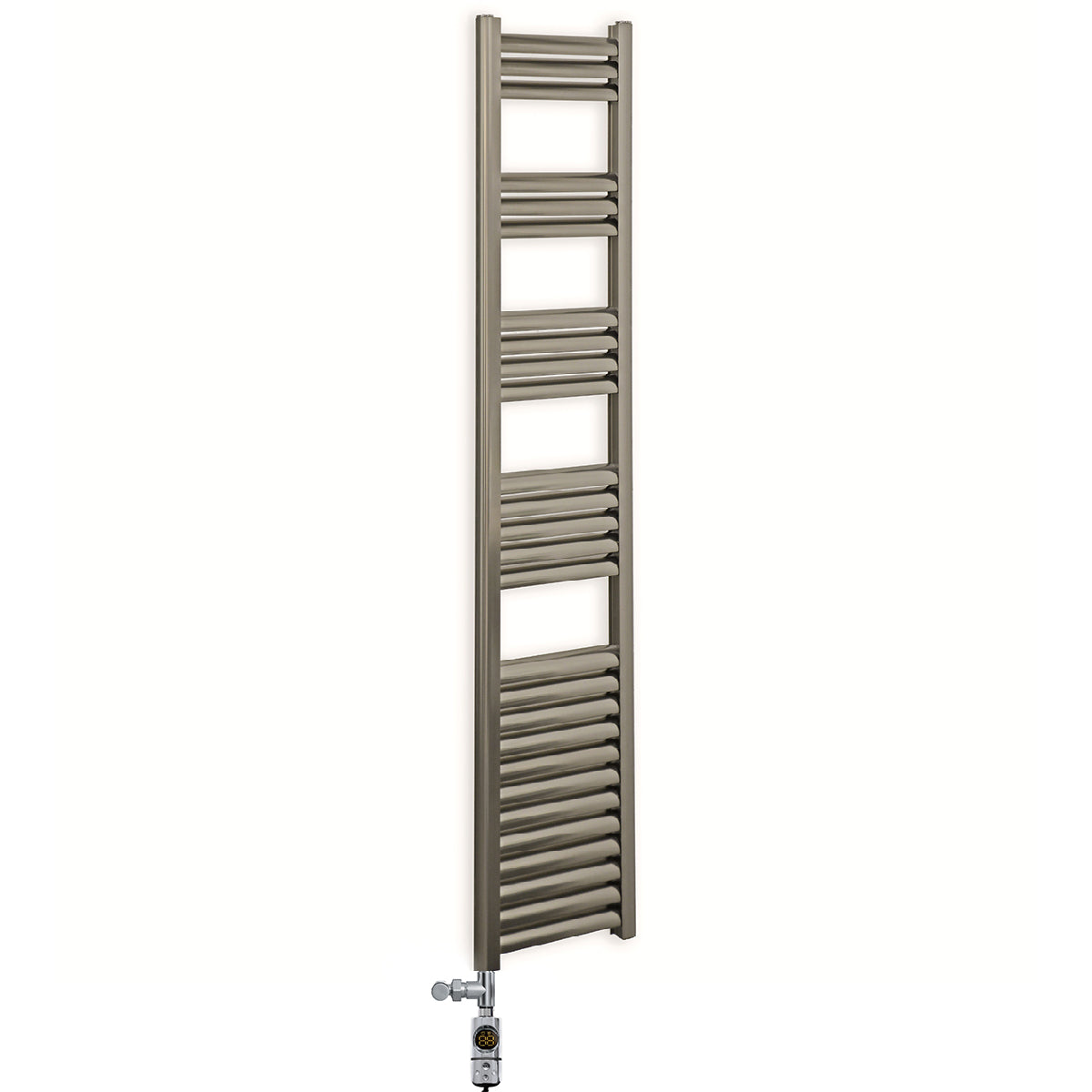 Dual Fuel 300mm Wide Accuro Korle Radiator Brushed Chrome Nickel Heated Towel Rail