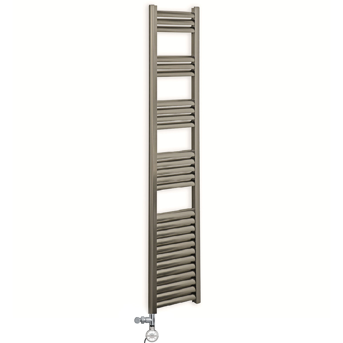 Dual Fuel 300mm Wide Accuro Korle Radiator Brushed Chrome Nickel Heated Towel Rail