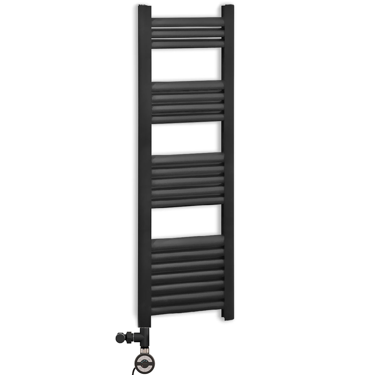 Dual Fuel 500mm Wide Accuro Korle Matt Black Designer Heated Towel Rail Radiator