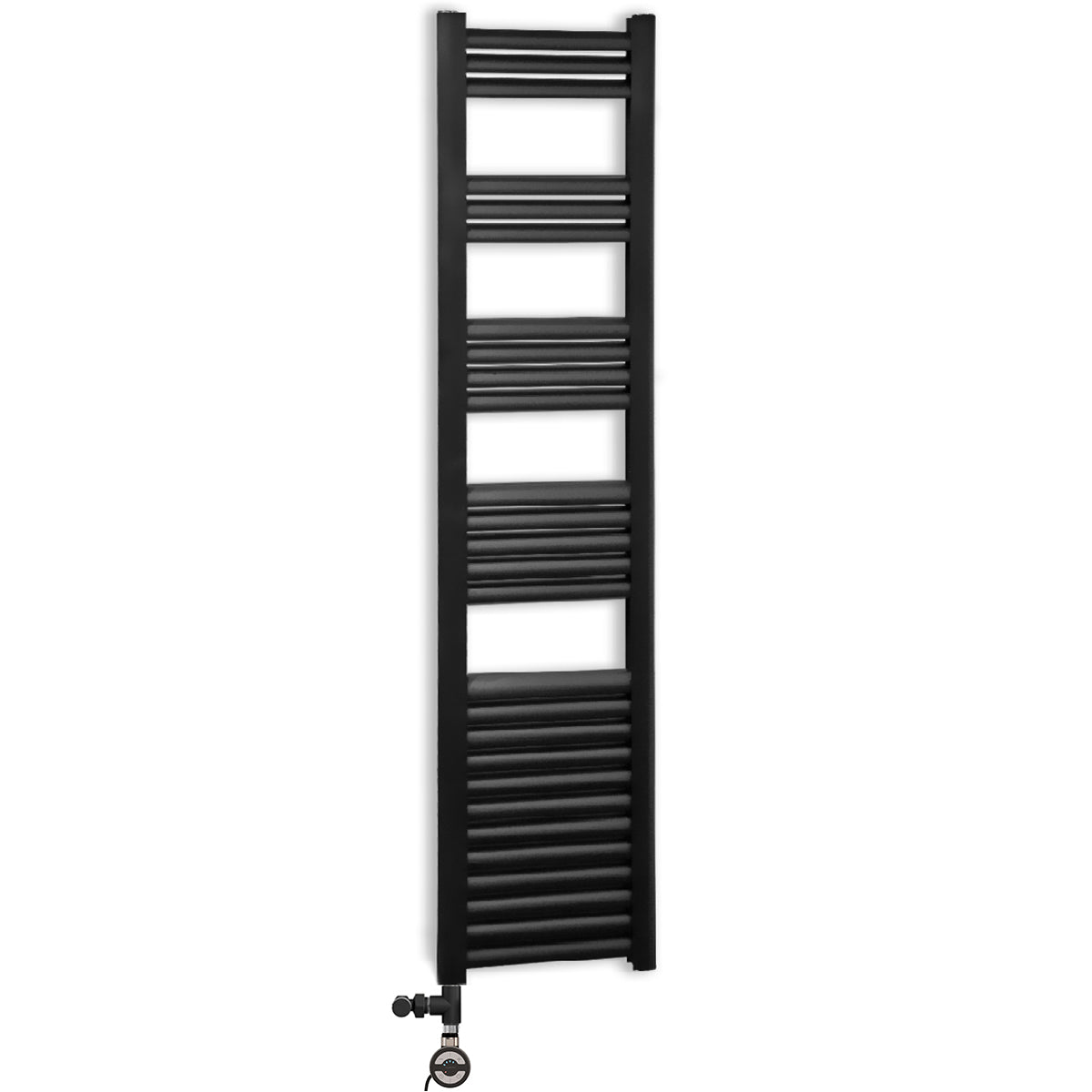 Dual Fuel 500mm Wide Accuro Korle Matt Black Designer Heated Towel Rail Radiator