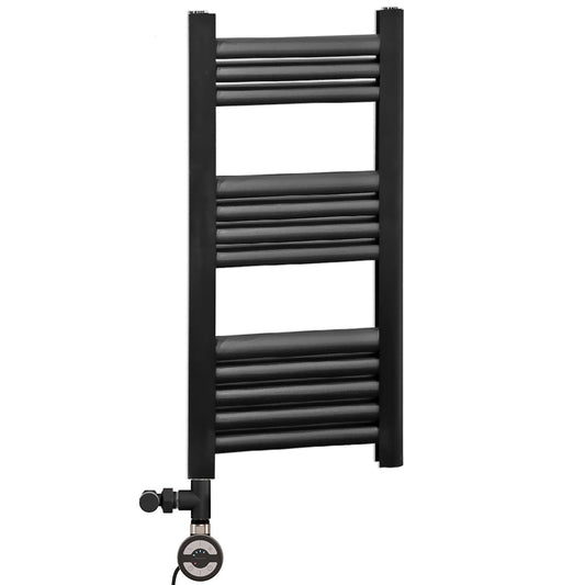 500mm Wide Dual Fuel Accuro Korle Matt Black Designer Heated Towel Rail Radiator