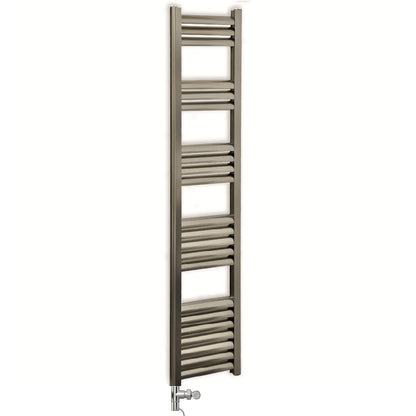 Dual Fuel 300mm Wide Accuro Korle Radiator Brushed Chrome Nickel Heated Towel Rail