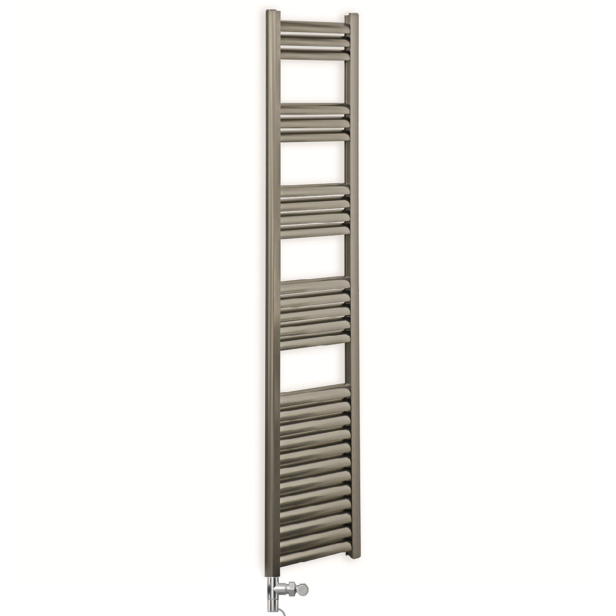 Dual Fuel 300mm Wide Accuro Korle Radiator Brushed Chrome Nickel Heated Towel Rail