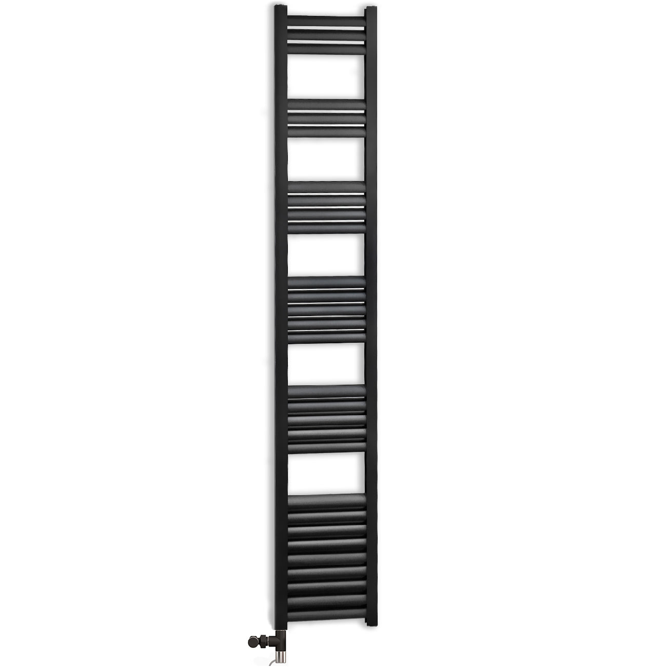 Dual Fuel 300mm Wide Accuro Korle Matt Black Heated Towel Rail Radiator