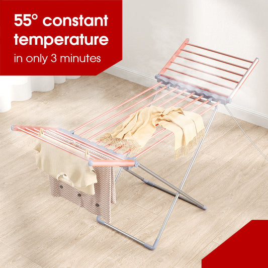 Heated Electric Winged Airer - Foldable Indoor Laundry Clothes Rack Warmer Dryer