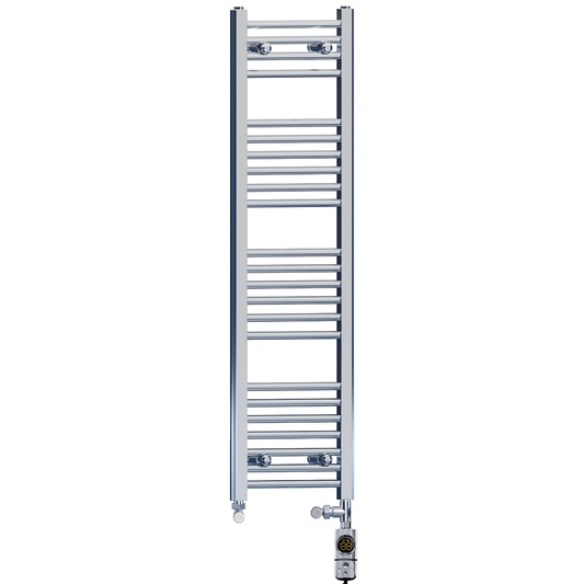 350mm x 1200mm Dual Fuel Chrome Heated Towel Rail Radiator