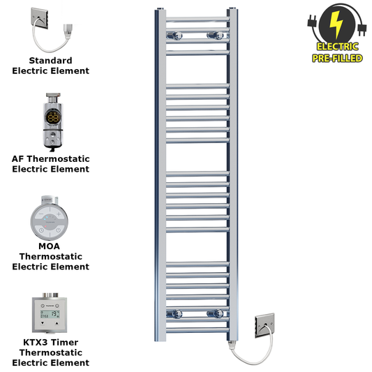 300mm x 1200mm Chrome Electric Heated Towel Rail Radiator