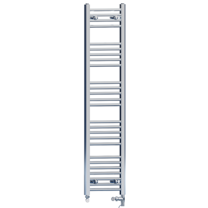  300mm x 1400mm Dual Fuel Chrome Heated Towel Rail Radiator 