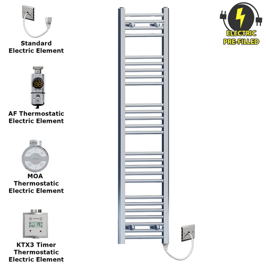 350mm x 1400mm Chrome Electric Heated Towel Rail Radiator