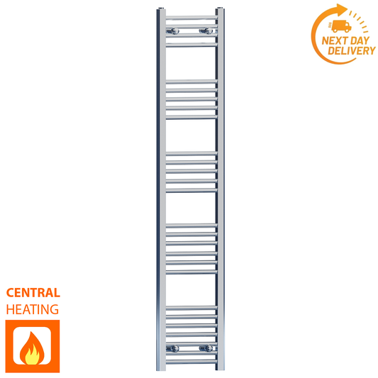 350 x 1500mm Chrome Towel Warmer Rail Radiator | Flat Central Heating