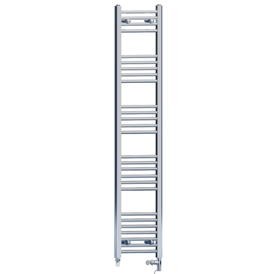 300 x 1500mm Chrome Dual Fuel Towel Warmer Rail | Flat Ladder