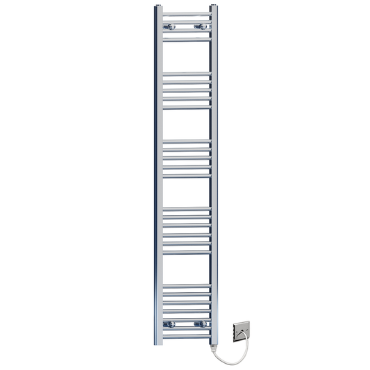 350 x 1500mm Chrome Electric Pre-Filled Towel Warmer Rail | Flat Ladder
