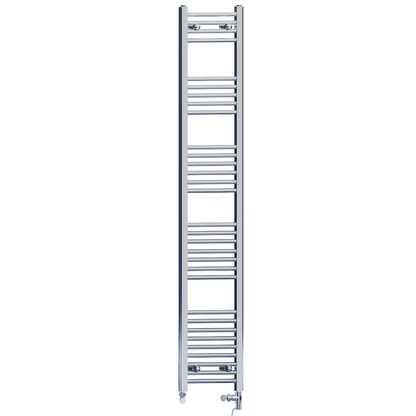  300mm x 1800mm Dual Fuel Chrome Heated Towel Rail Radiator 